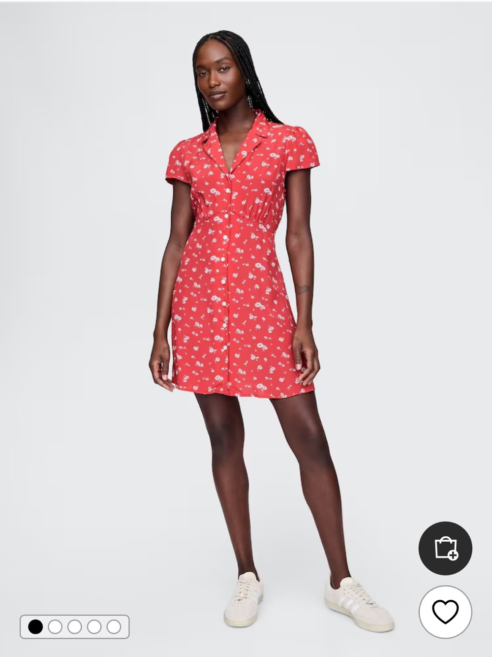 GAP Red Floral Button Front Mini Summer Dress - Picture 5 of 6